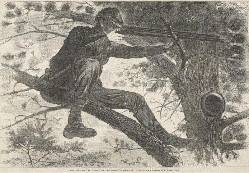 Tirador selecto durante la guerra civil norteamericana. Por Winslow Homer.