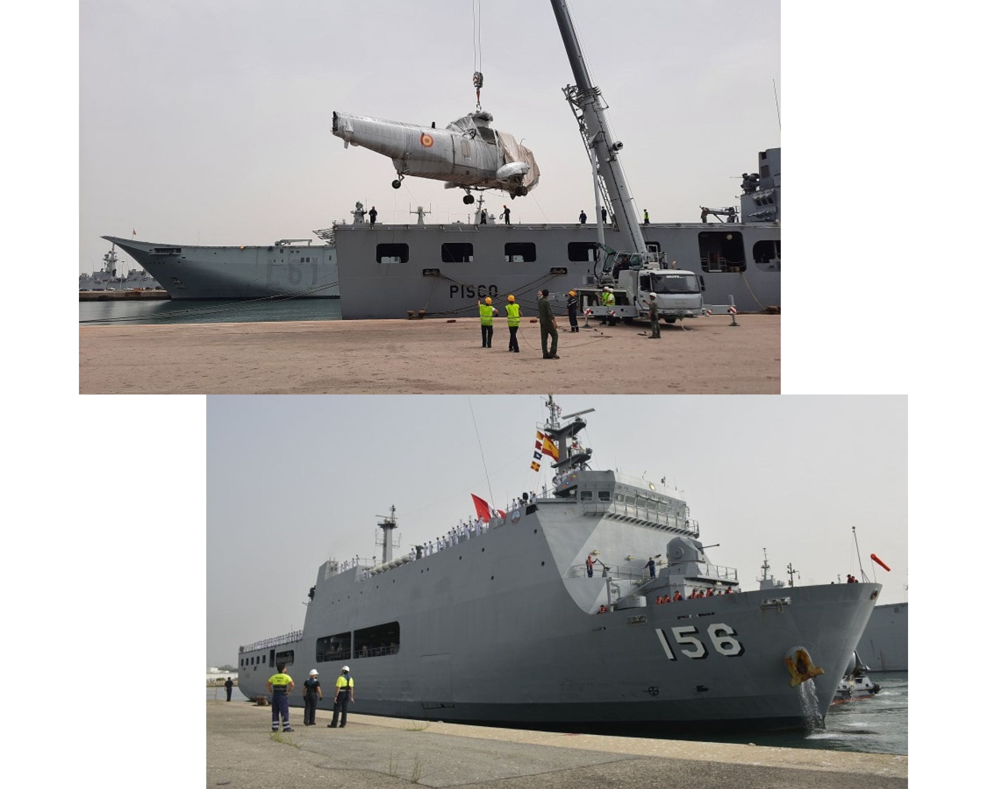 BAP Pisco embarcando helicópteros SH-3D Sea King. Créditos: Armada Española