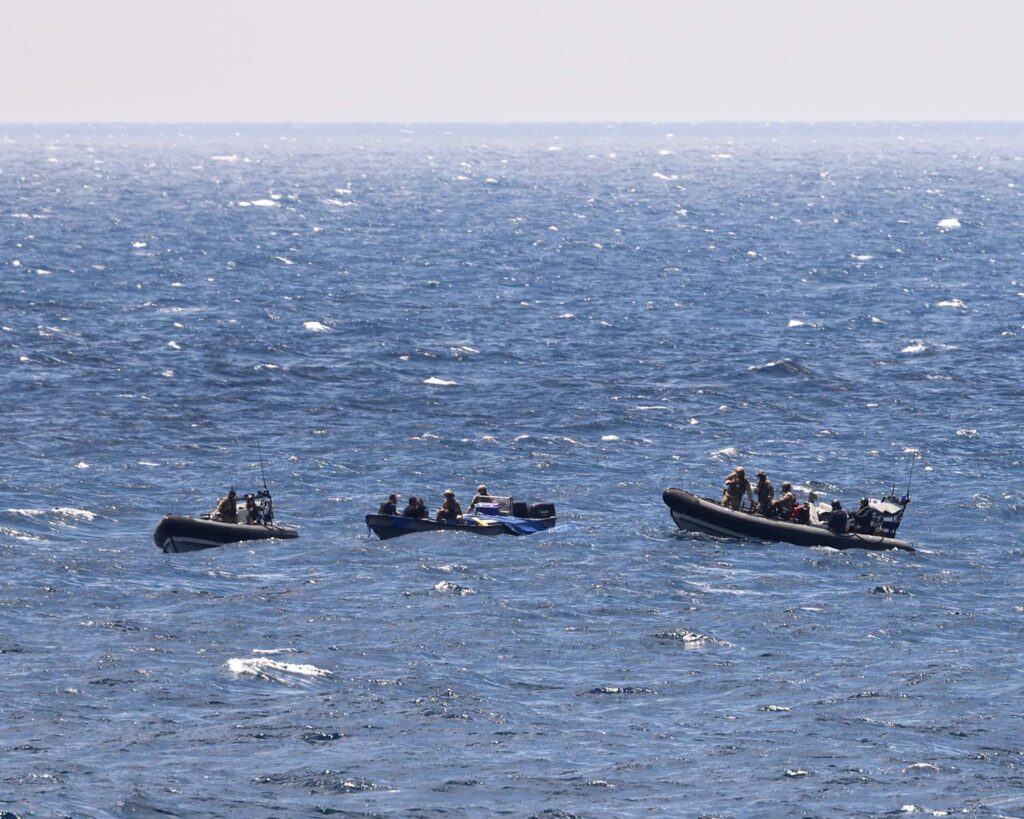 British Destroyer Hms Dauntless Intercepts A Drug-Smuggling Speedboat In The Caribbean Sea