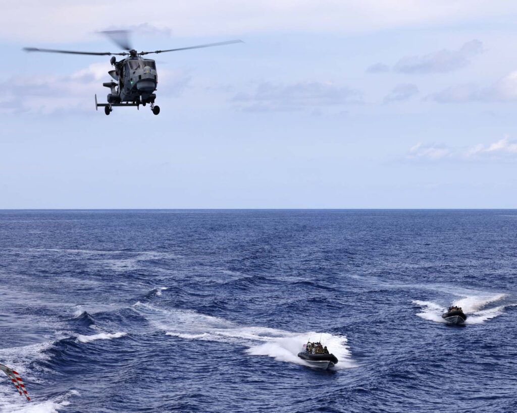 British Destroyer Hms Dauntless Intercepts A Drug-Smuggling Speedboat In The Caribbean Sea