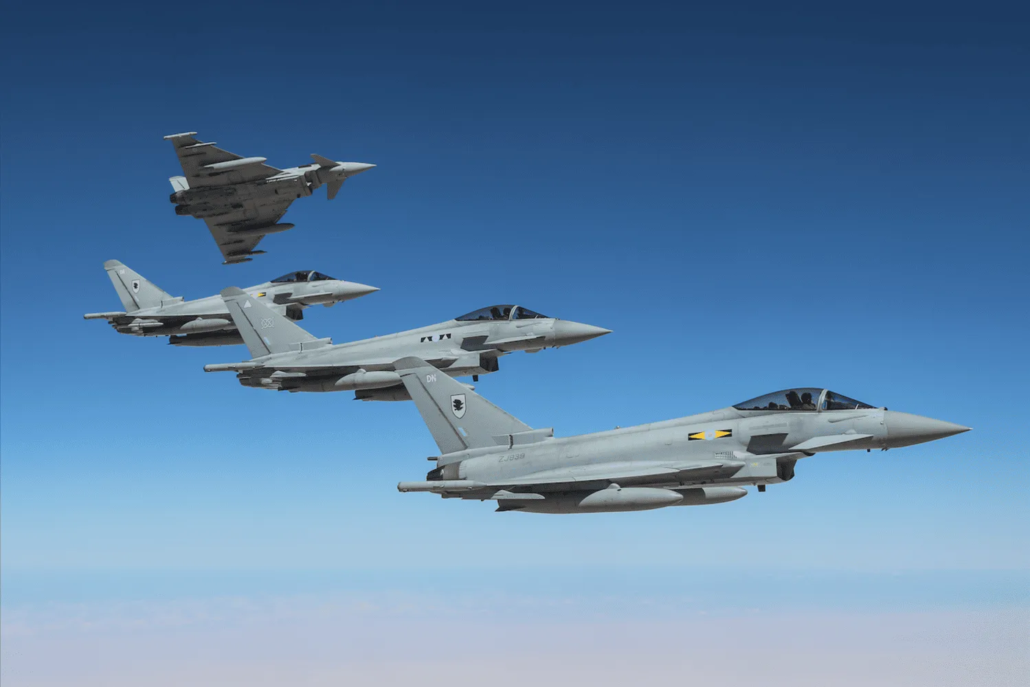 Cazas Eurofighter pertenecientes a la Real Fuerza Aérea británica